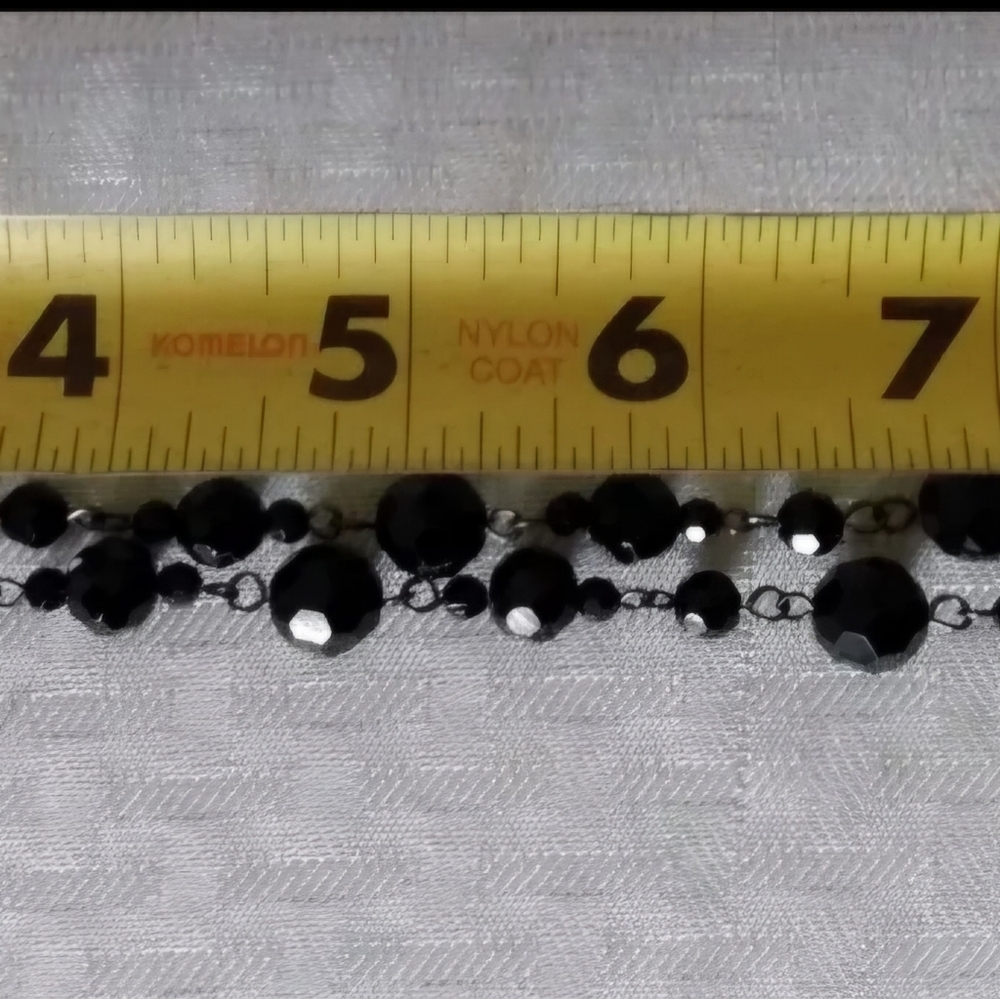 Lia Sophia Black Glass Beaded Pendant Choker Statement Necklace 15" + 2 1/4 Ex - Picture 4 of 5
